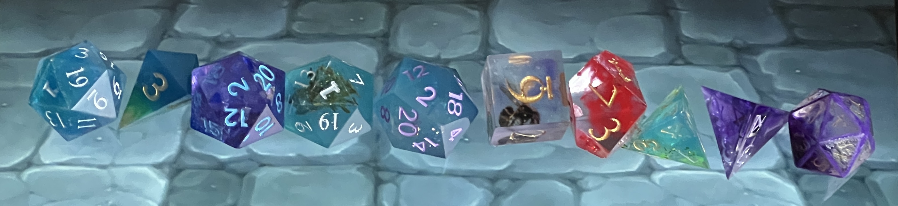 Collection of finished custom dice